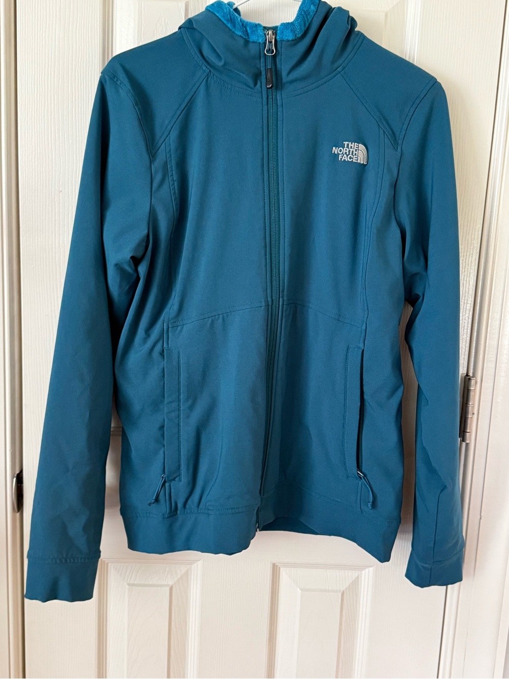 The North Face Women’s M Teal Fleece Lined Hooded Zip Jacket excellent condition